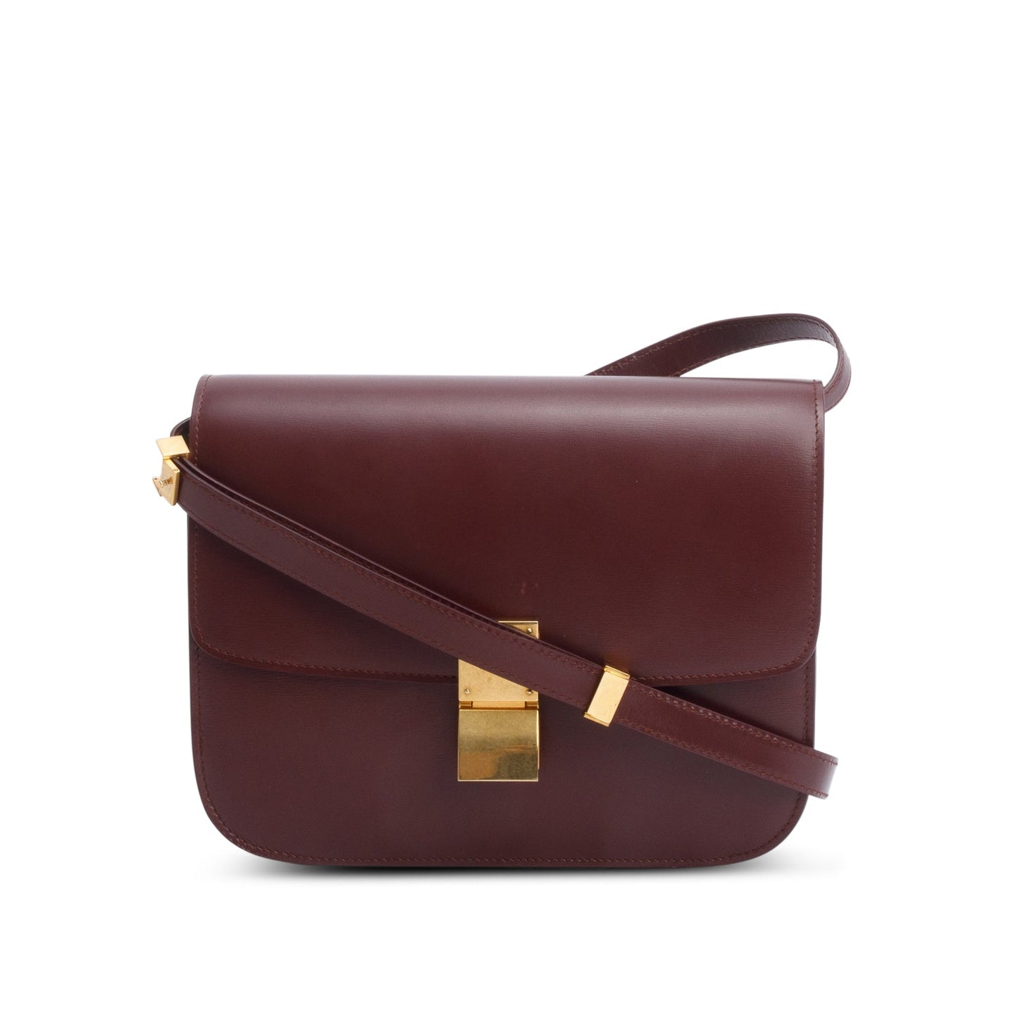 Celine Burgundy Calfskin Medium Classic Box Flap Bag