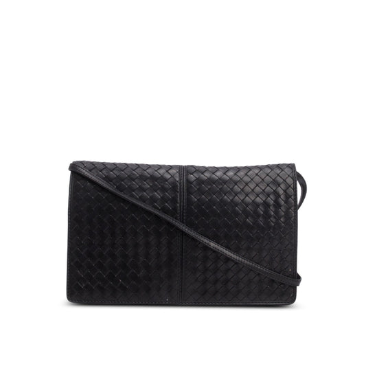 Bottega Veneta Black Intrecciato Leather Clutch