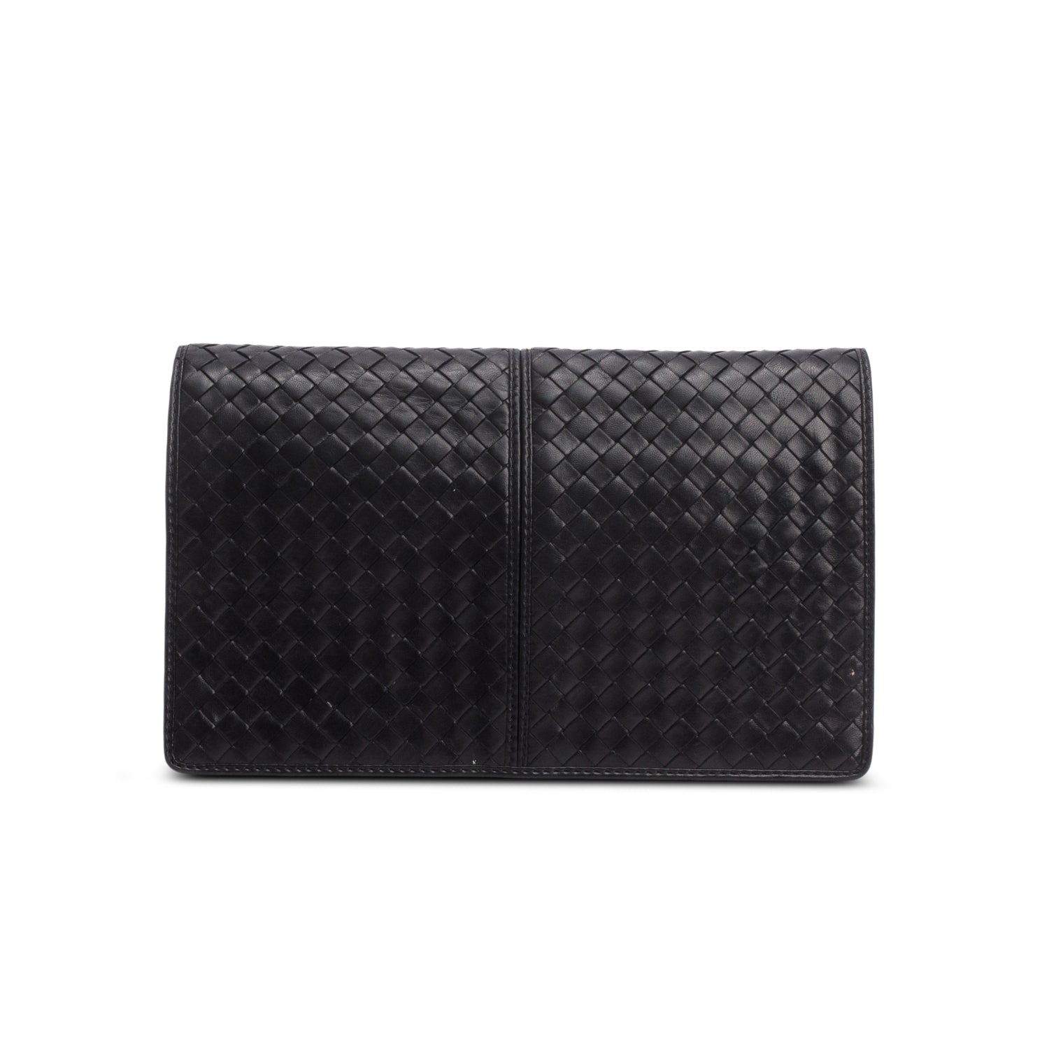 Bottega Veneta Black Intrecciato Leather Clutch