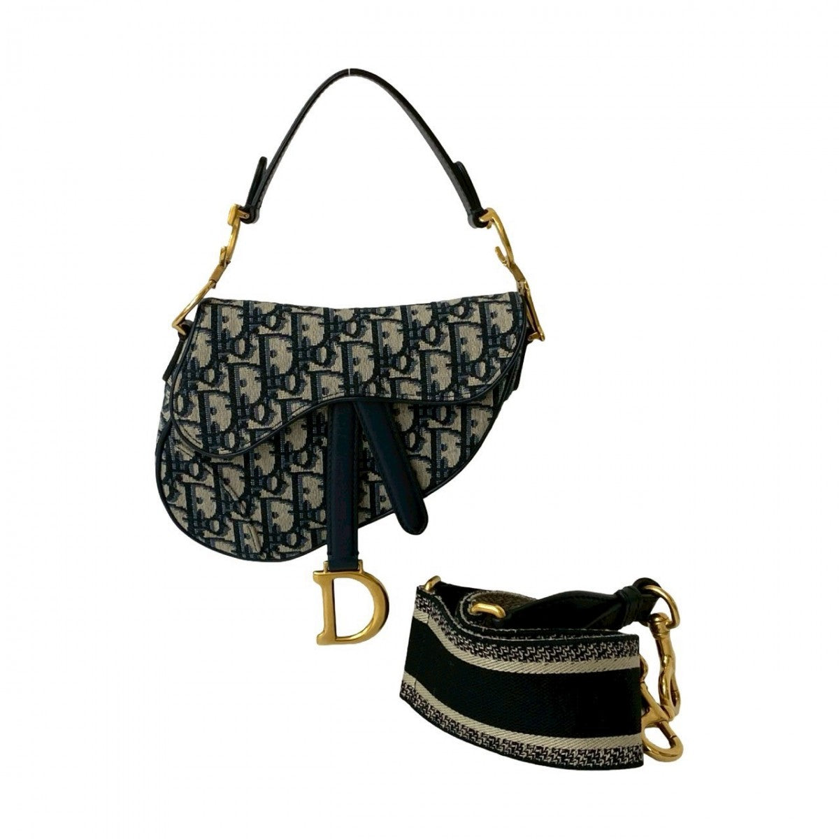 Dior Shoulder Bag canvas Navy Saddle bag