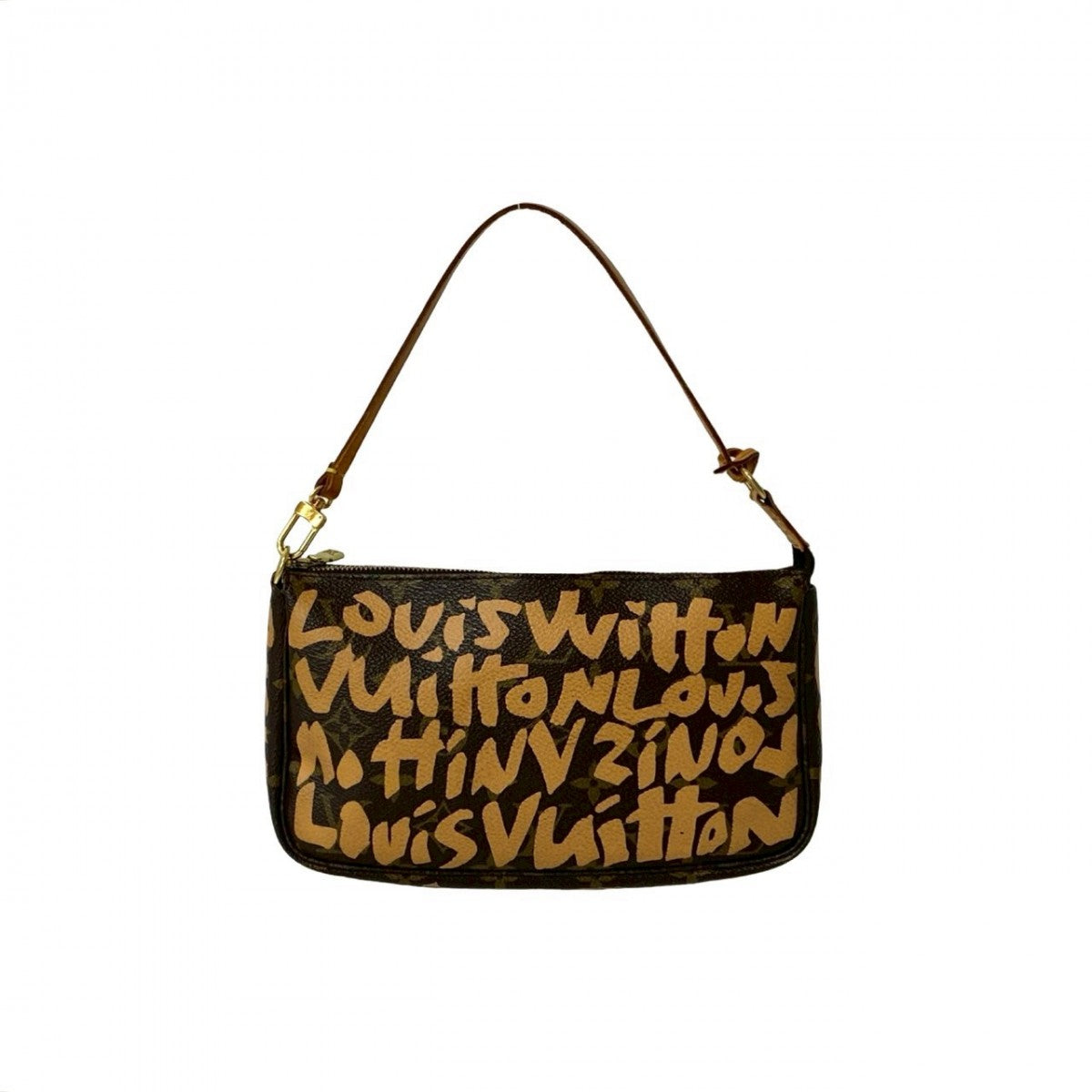 LOUIS VUITTON Handbag leather Brown Monogram graffiti Pochette Accessoar
