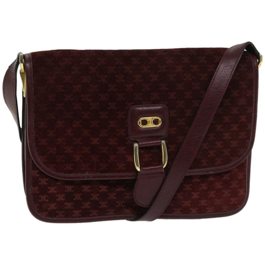 Luxury CELINE Macadam Canvas Shoulder Bag Bordeaux 66661
