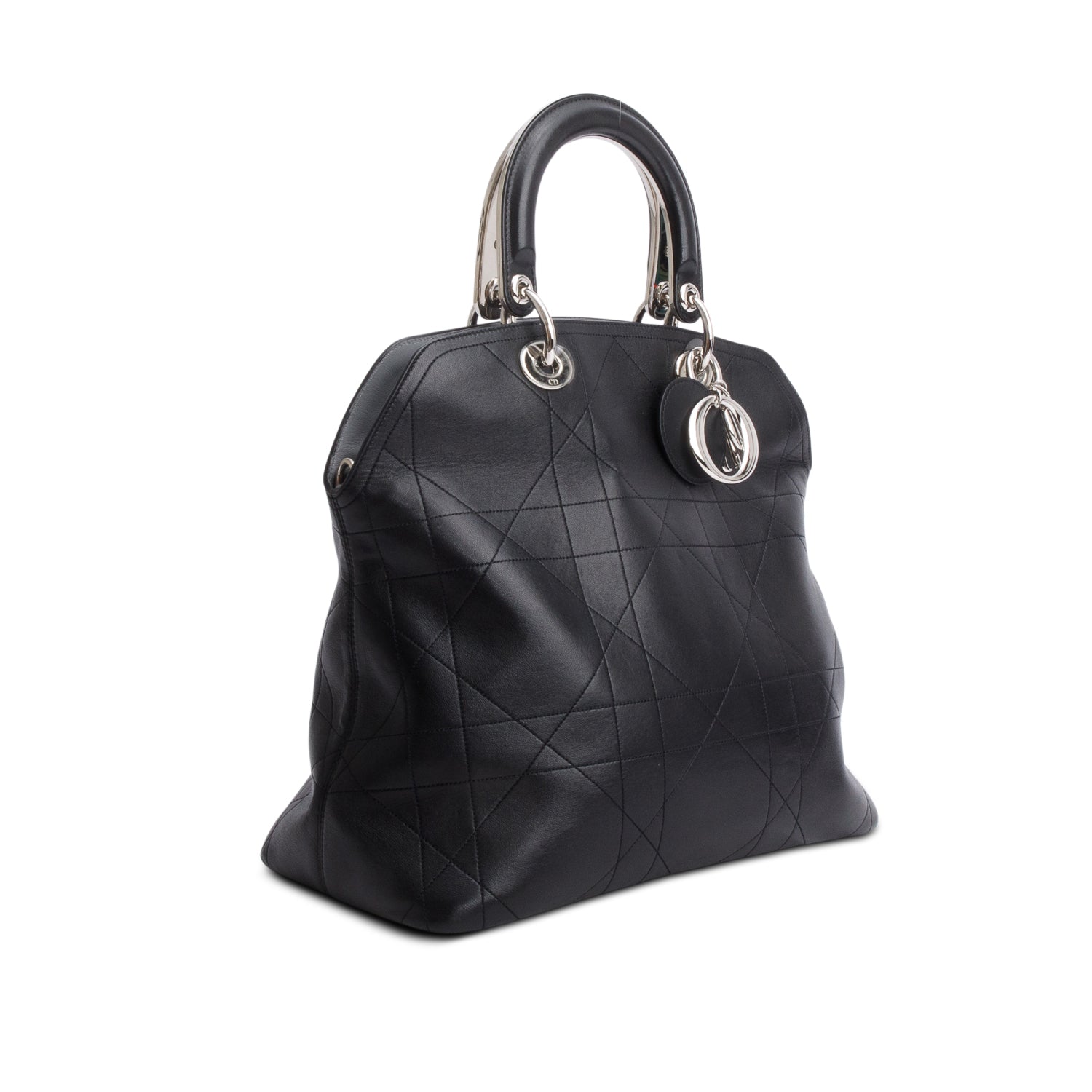Christian Dior Black Lambskin Cannage Granville Medium Tote