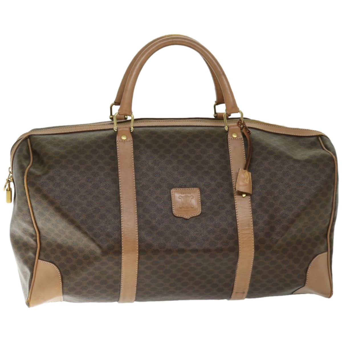 Luxury CELINE Macadam Canvas Boston Bag PVC Brown 66822