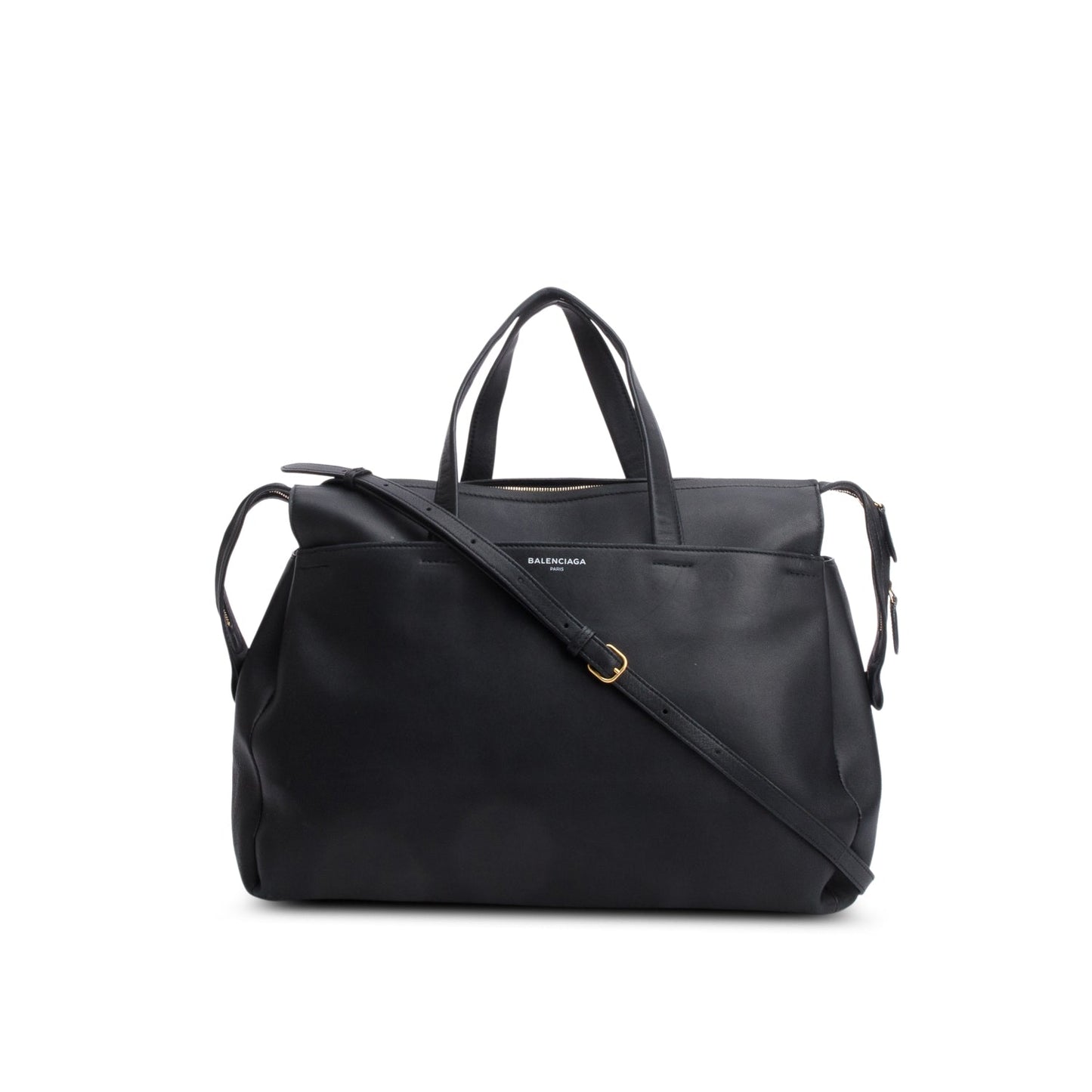 Balenciaga Black Lambskin Portfolio Sac Handle Bag