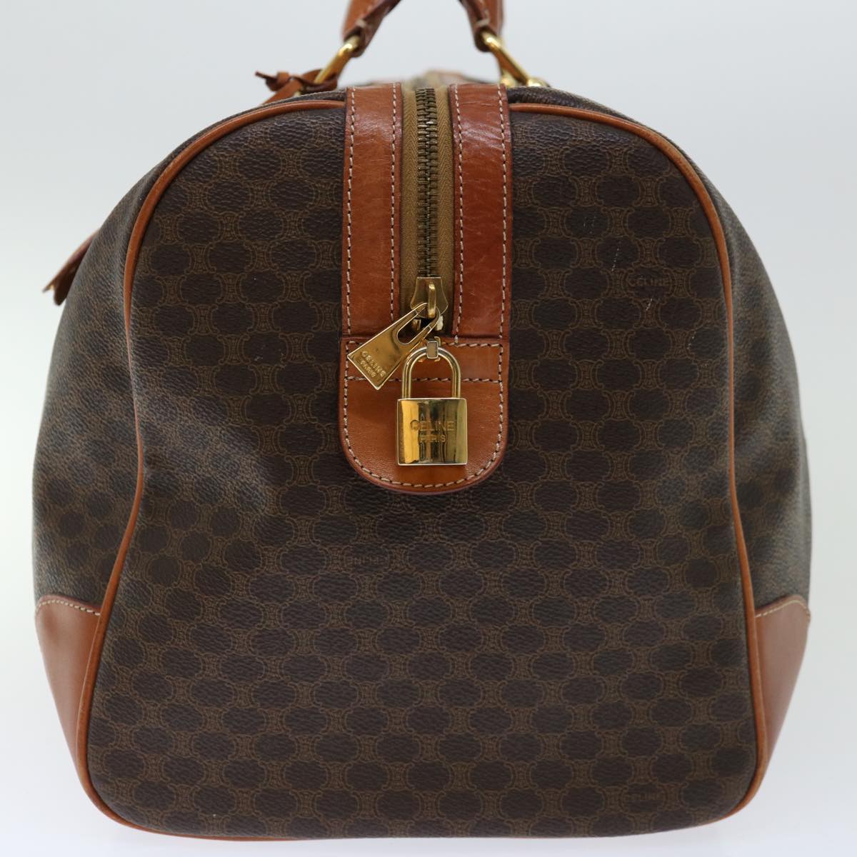 Luxury CELINE Macadam Canvas Boston Bag PVC Brown 66956