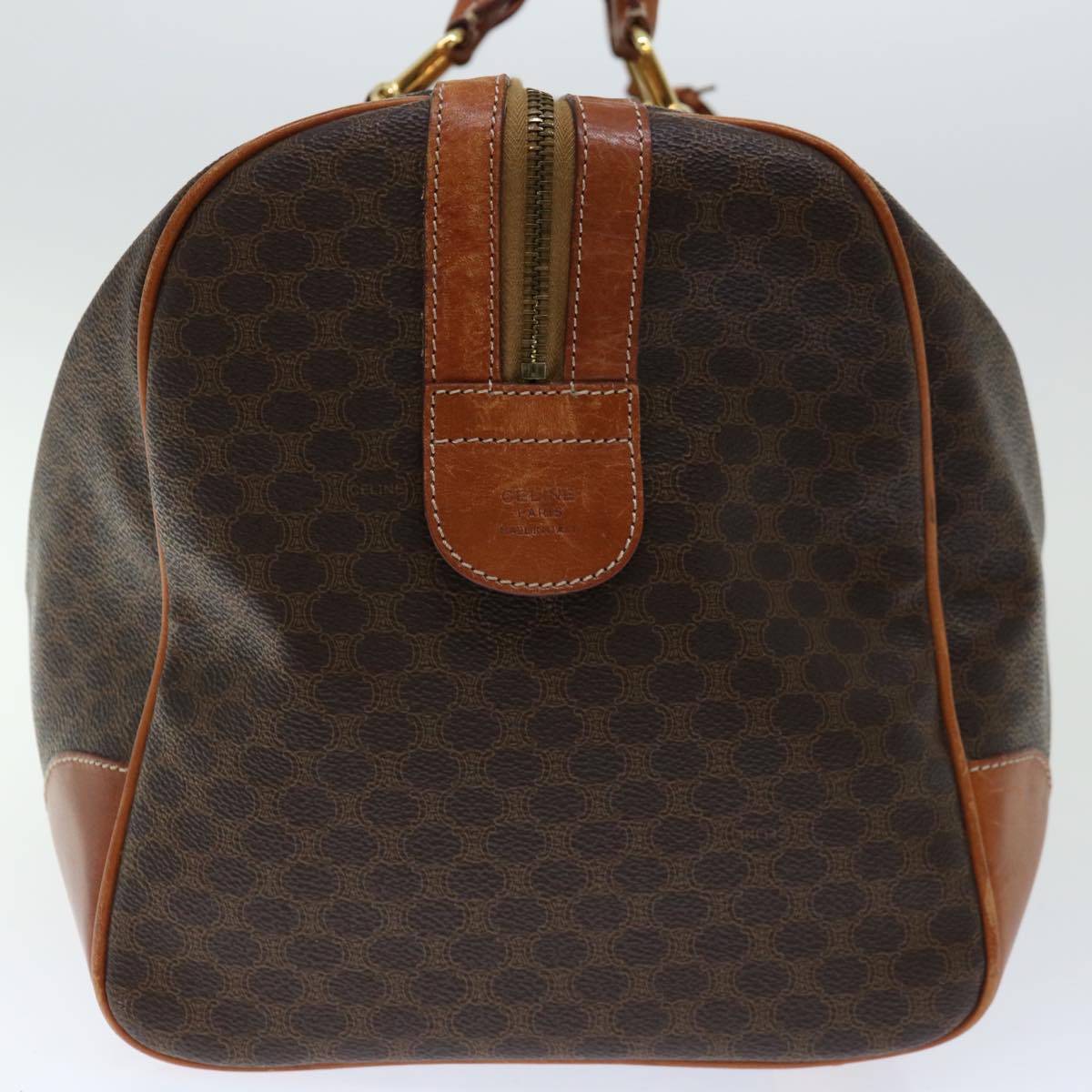 Luxury CELINE Macadam Canvas Boston Bag PVC Brown 66956