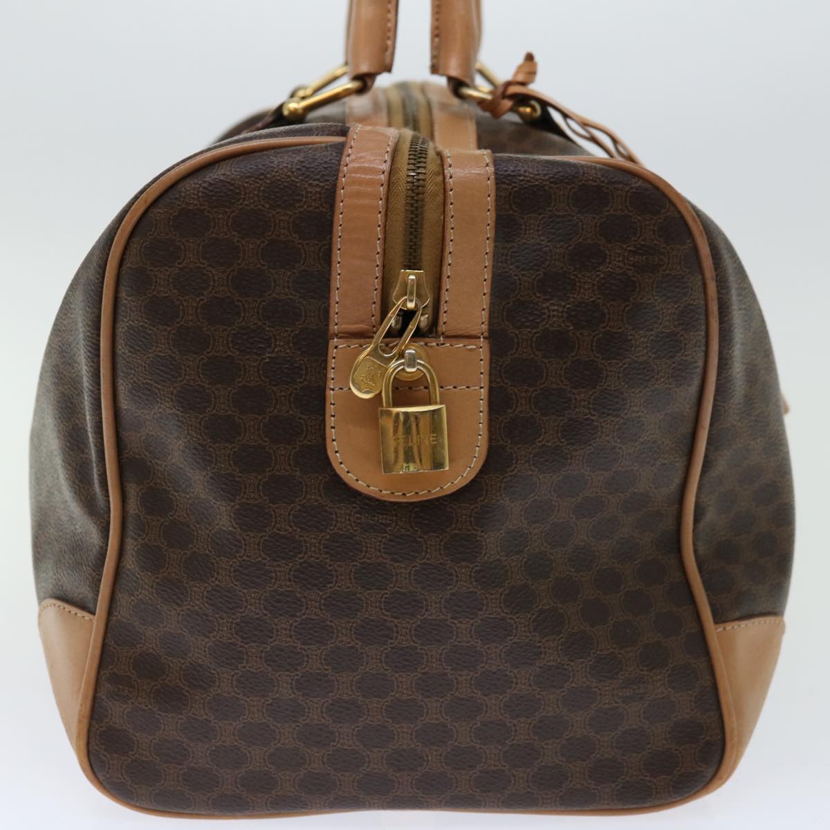 Luxury CELINE Macadam Canvas Boston Bag PVC Brown 66957