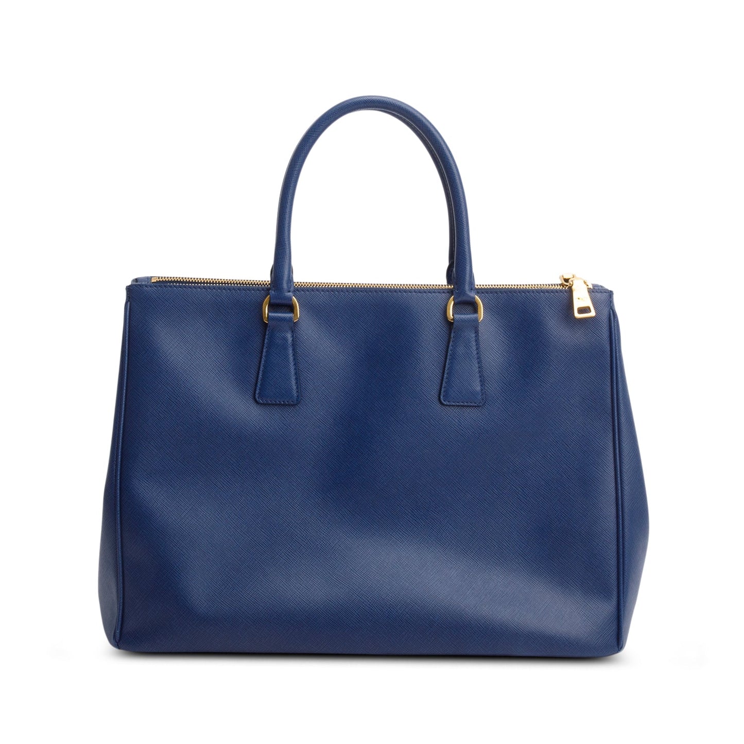 Prada Blue Saffiano Lux Large Double Zip Galleria Tote