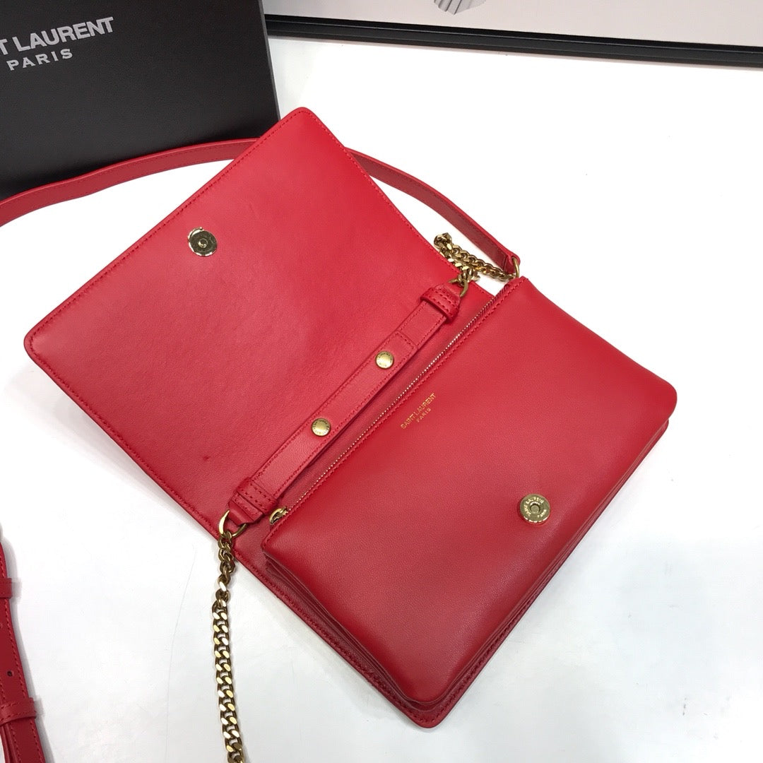 Yves Saint Laurent Angie Patent Handbag Red