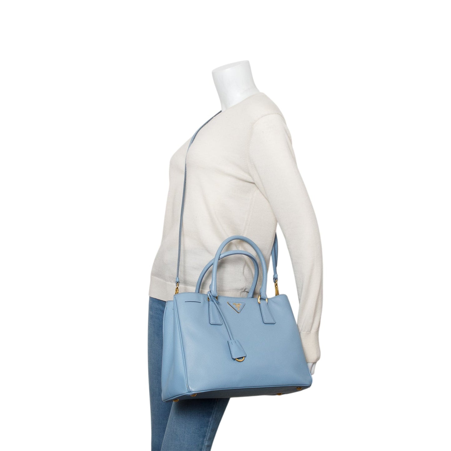 Prada Blue Saffiano Lux Medium Galleria Tote