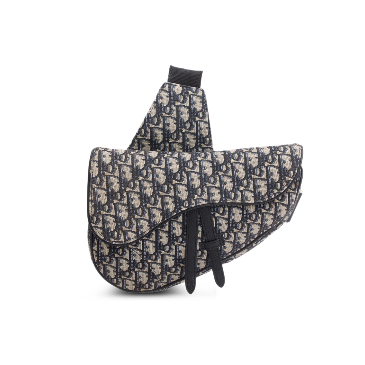 Christian Dior 2022 Navy Oblique Canvas Jacquard Saddle Bag