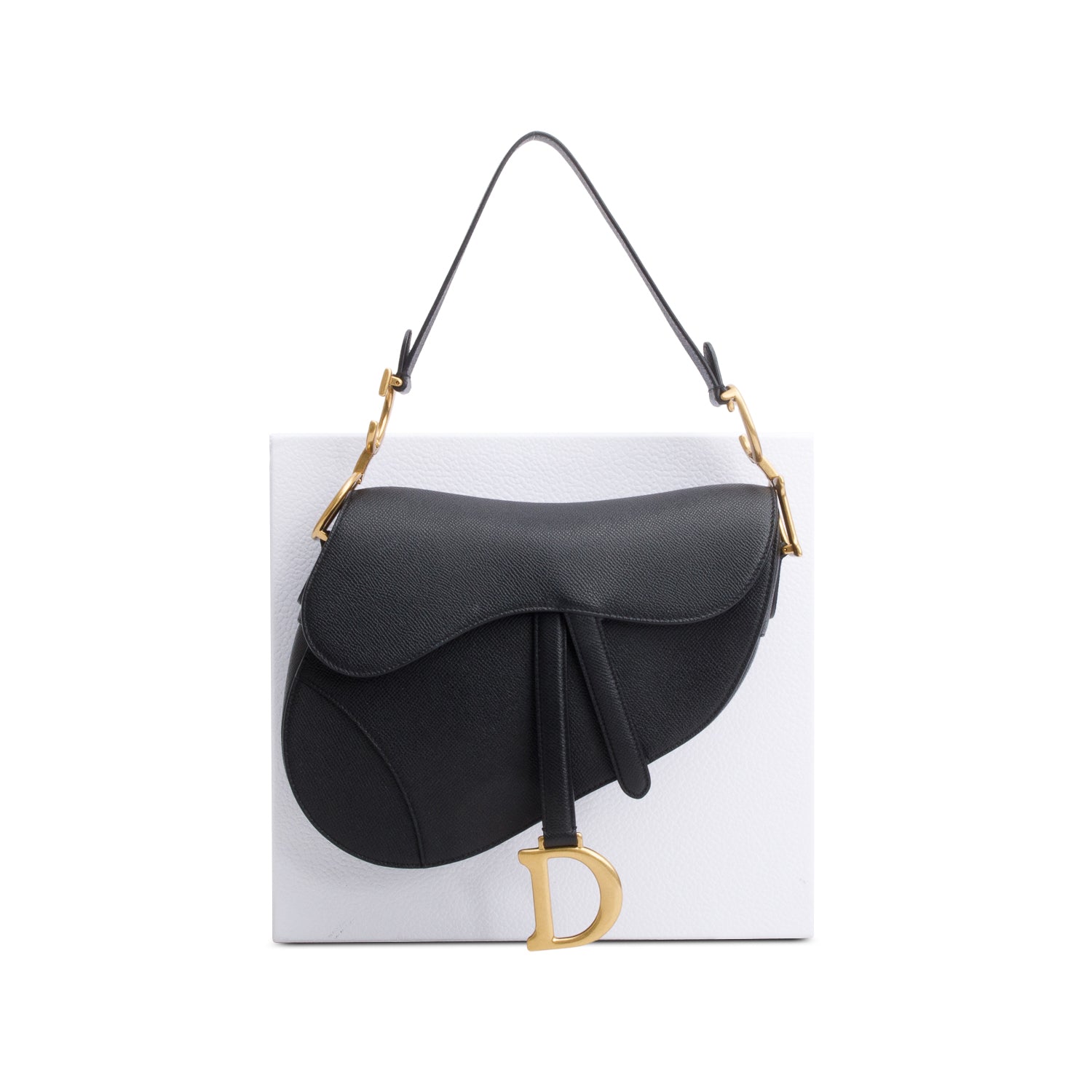 Christian Dior 2022 Black Grained Calfskin Saddle Bag