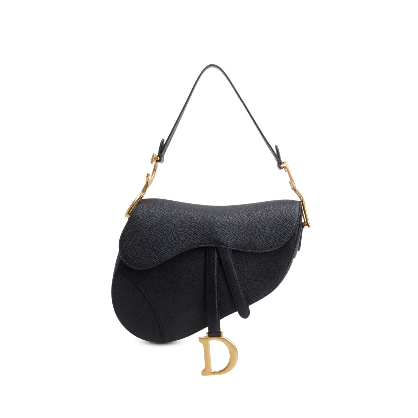 Christian Dior 2022 Black Grained Calfskin Saddle Bag