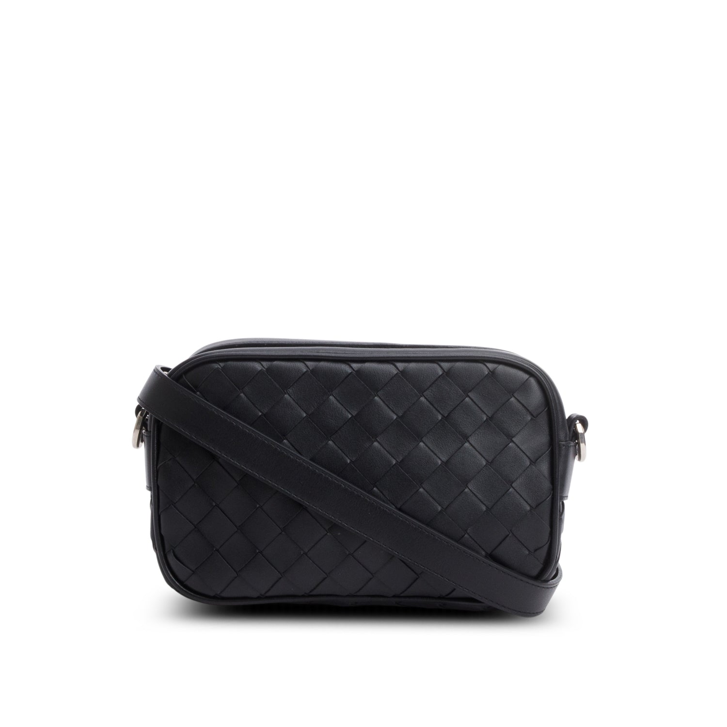 Bottega Veneta Black Nappa Leather Intrecciato Mini Camera Bag