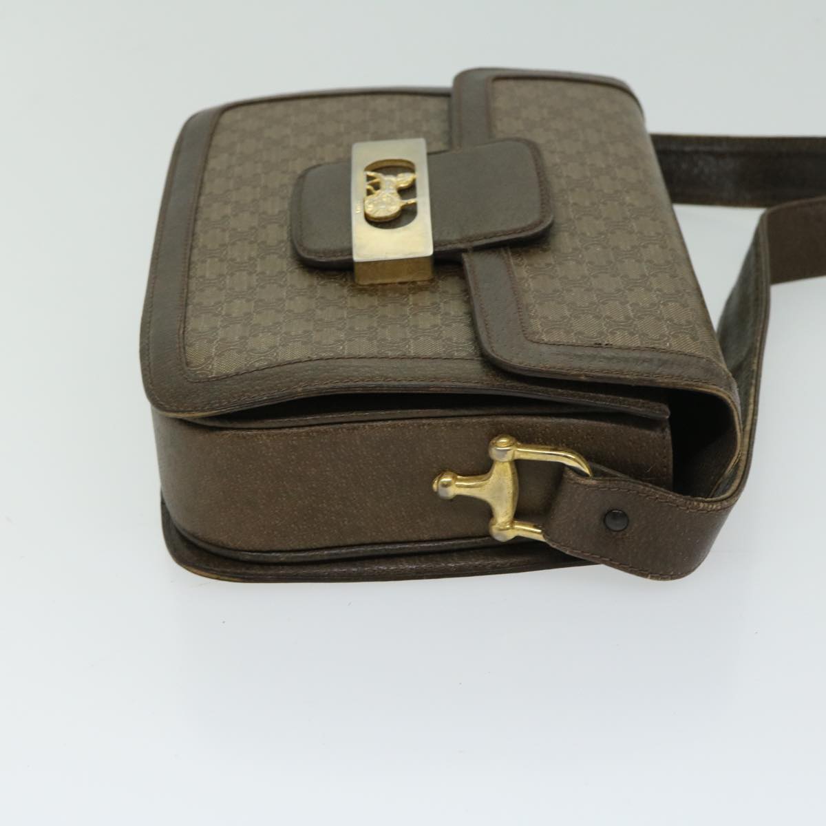 Luxury CELINE Macadam Canvas Shoulder Bag Brown 67180