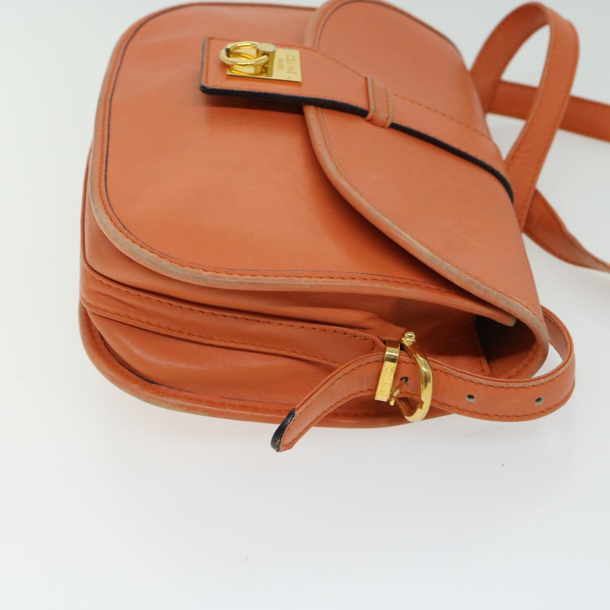 Luxury CELINE Shoulder Bag Leather Orange 67182