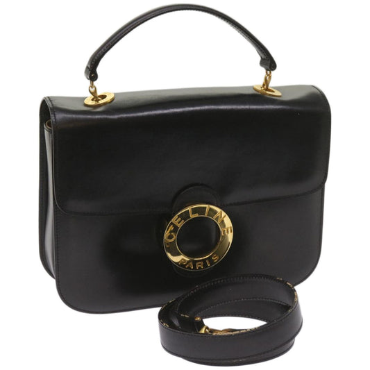 Luxury CELINE Shoulder Bag Leather Black 67274