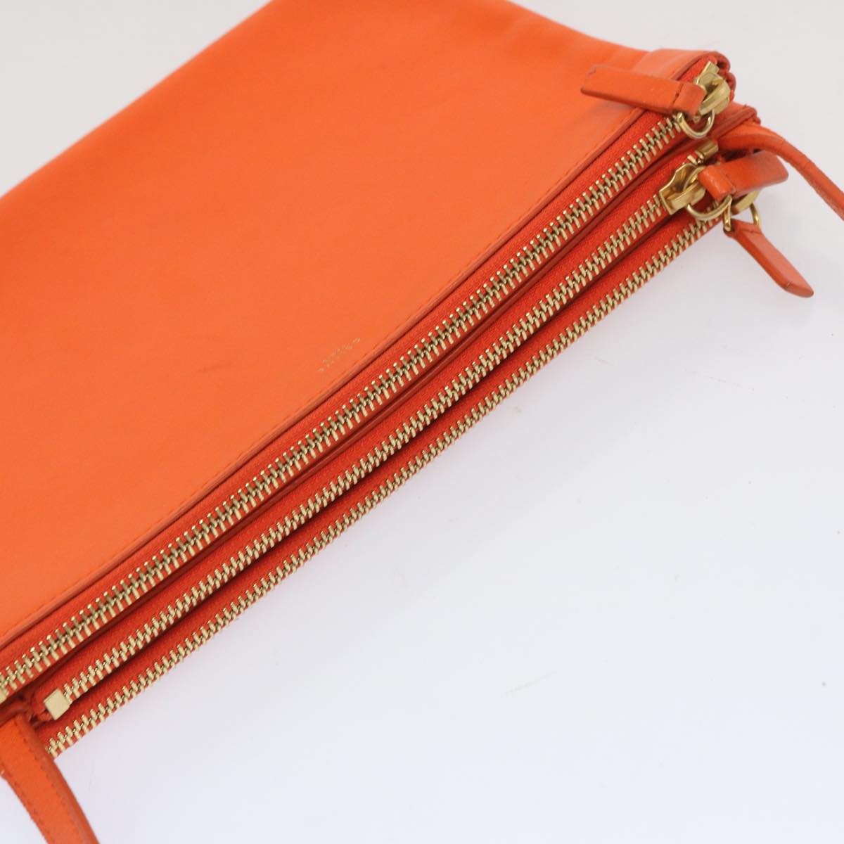 Luxury CELINE Trio Small Shoulder Bag Leather Orange 67320