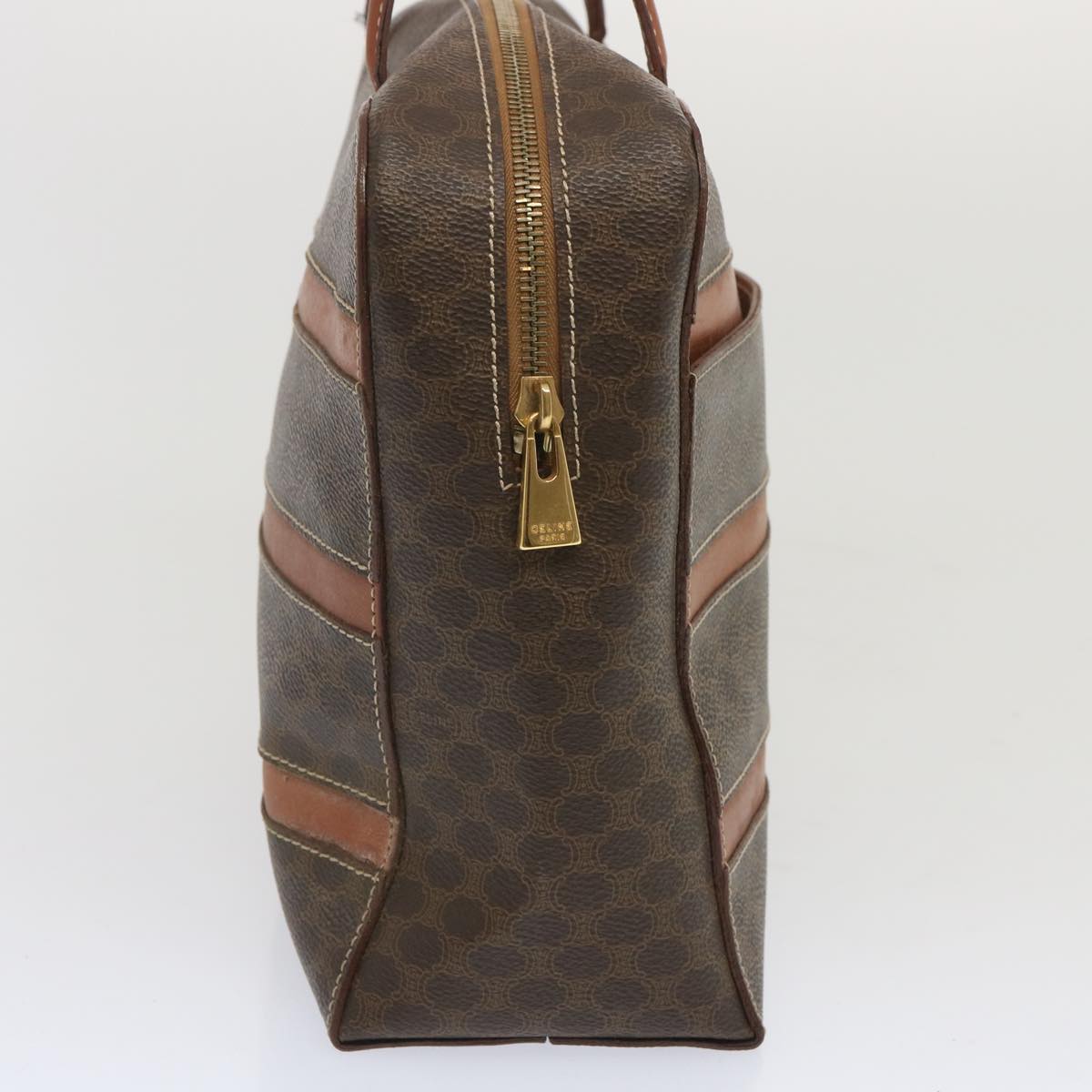Luxury CELINE Macadam Canvas Hand Bag PVC Brown 67332
