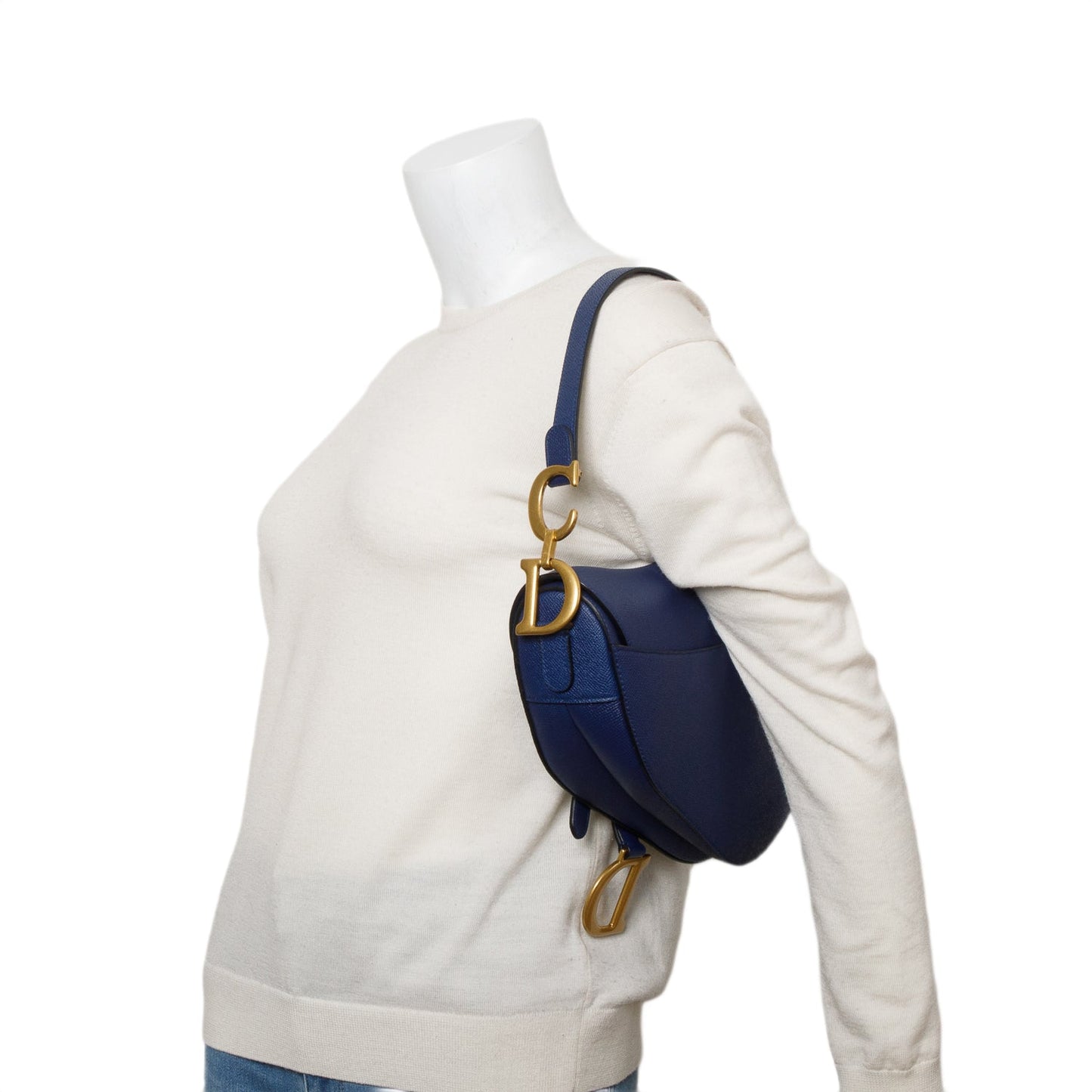 Christian Dior 2022 Blue Grained Calfskin Saddle Bag