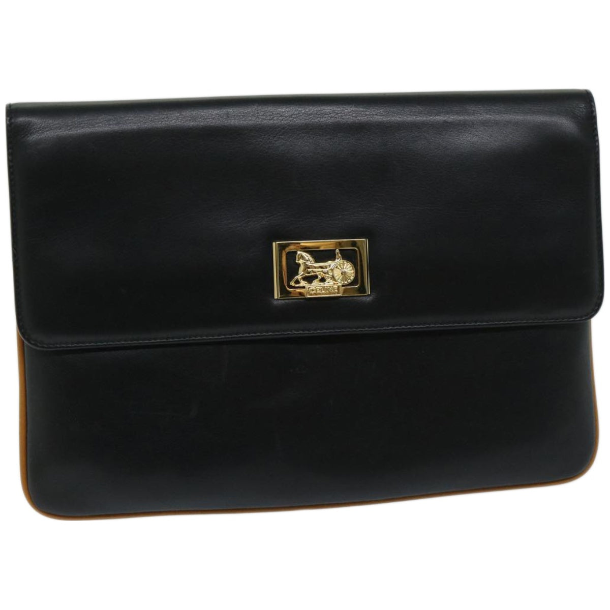 Luxury CELINE Clutch Bag Leather Black 67581