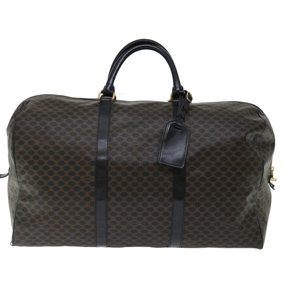 Luxury CELINE Macadam Canvas Boston Bag PVC Black 67629
