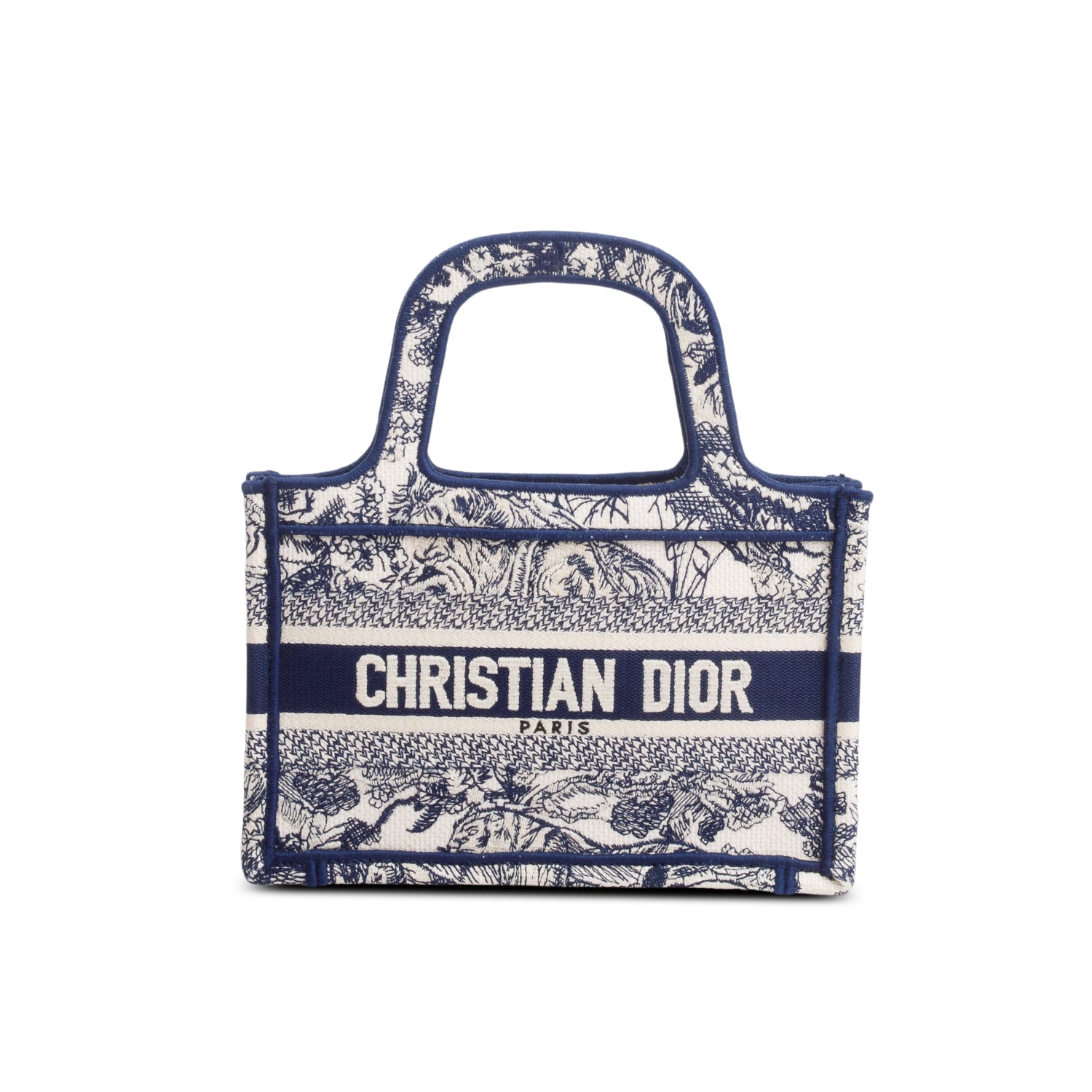 Christian Dior 2020 Blue Canvas Embroidered Mini Dioriviera Toile De Jouy Book Tote