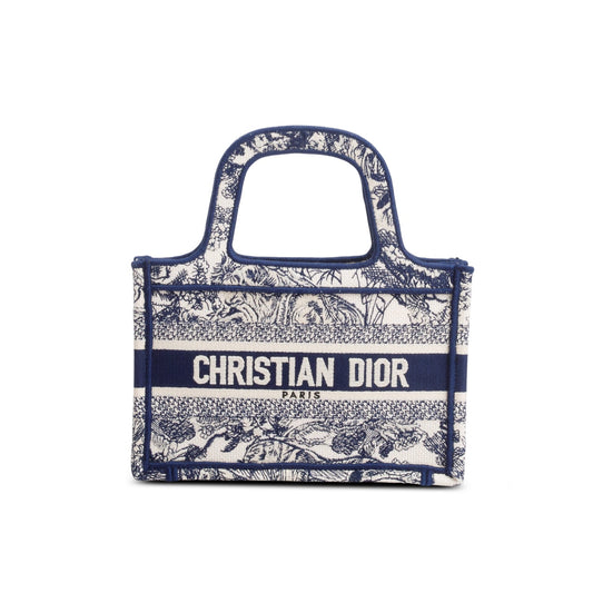 Christian Dior 2020 Blue Canvas Embroidered Mini Dioriviera Toile De Jouy Book Tote