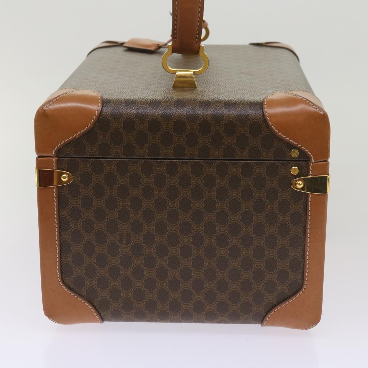 Luxury CELINE Macadam Canvas Vany Case Hand Bag PVC Brown 67848A