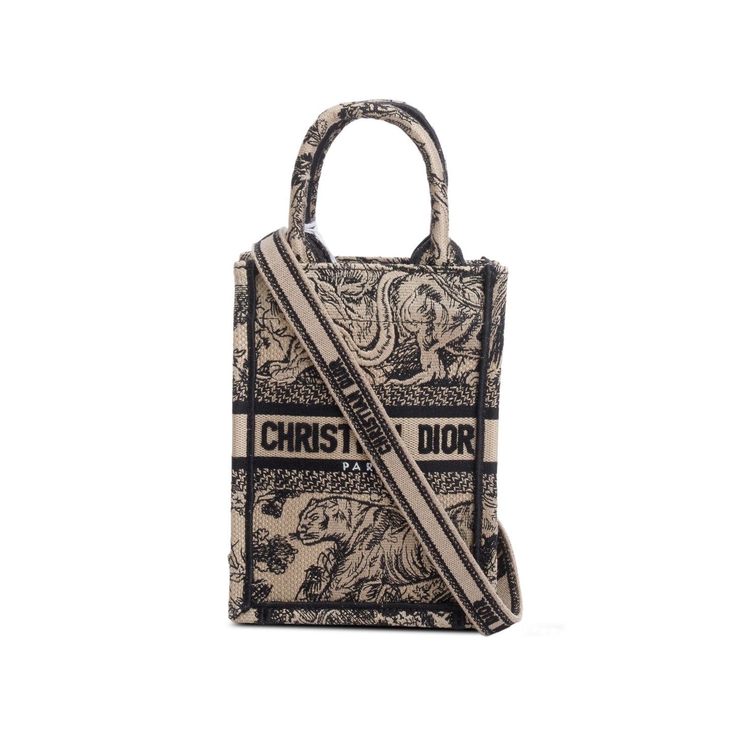 Christian Dior 2022 Black Canvas Toile de Jouy Embroidered Mini Book Tote