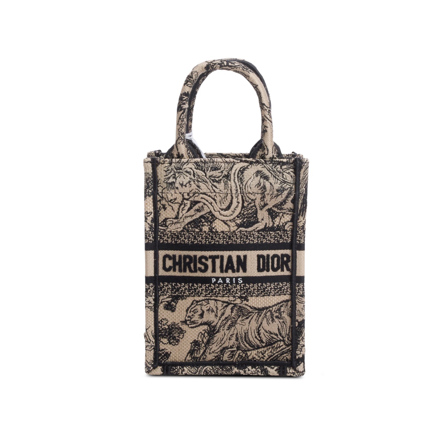 Christian Dior 2022 Black Canvas Toile de Jouy Embroidered Mini Book Tote