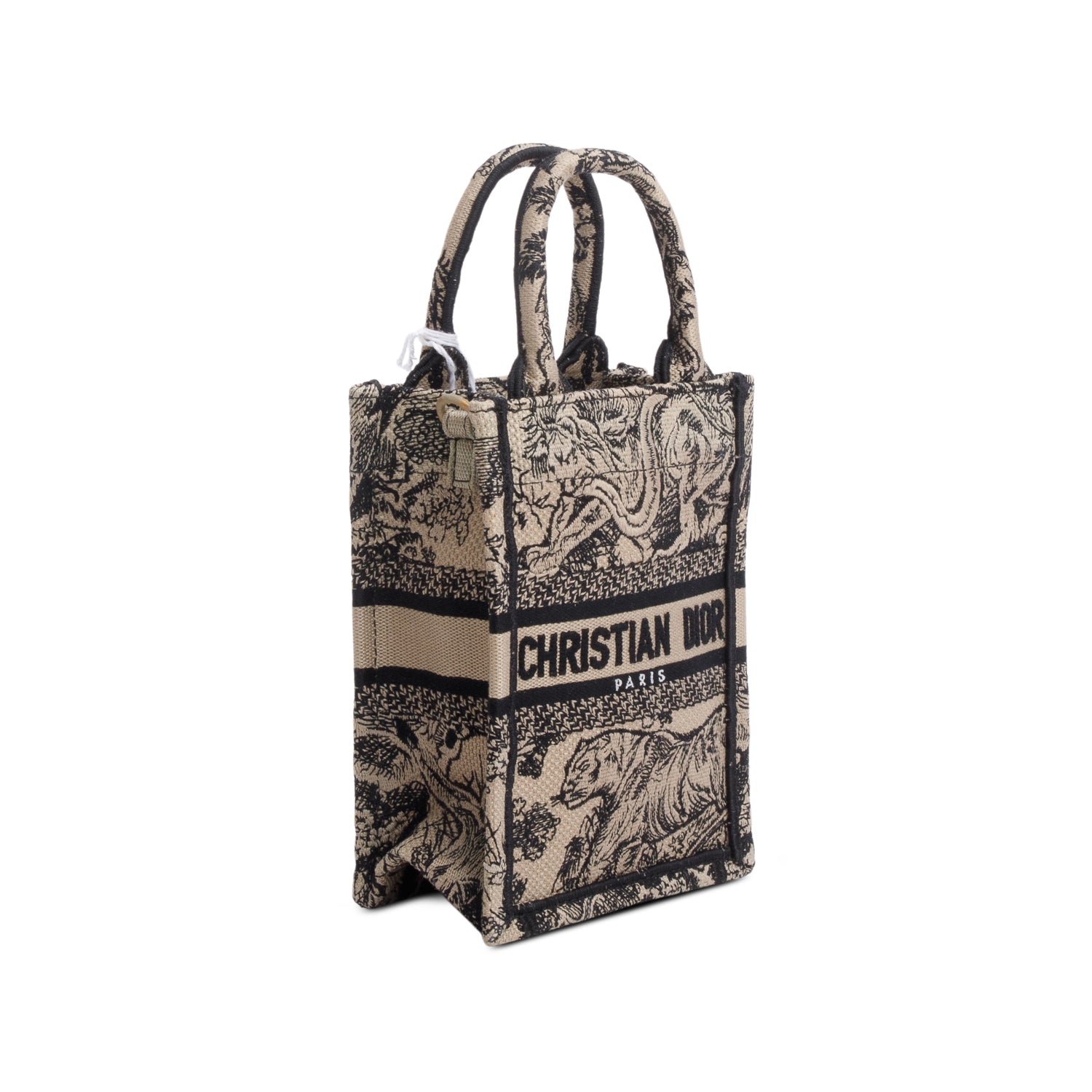 Christian Dior 2022 Black Canvas Toile de Jouy Embroidered Mini Book Tote