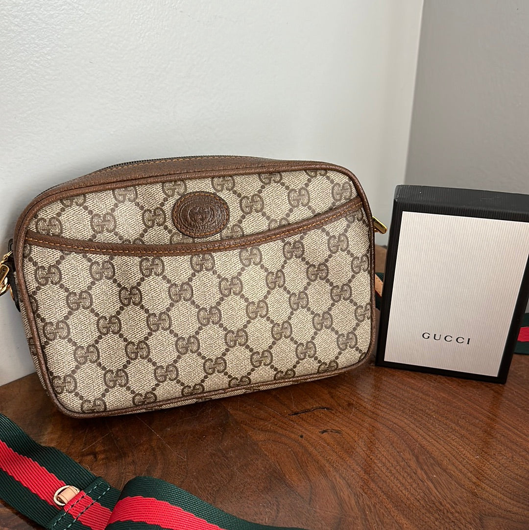 Gucci Monogram Leather Canvas Crossbody