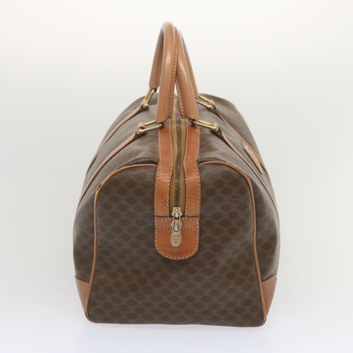 Luxury CELINE Macadam Canvas Boston Bag PVC Brown 68005