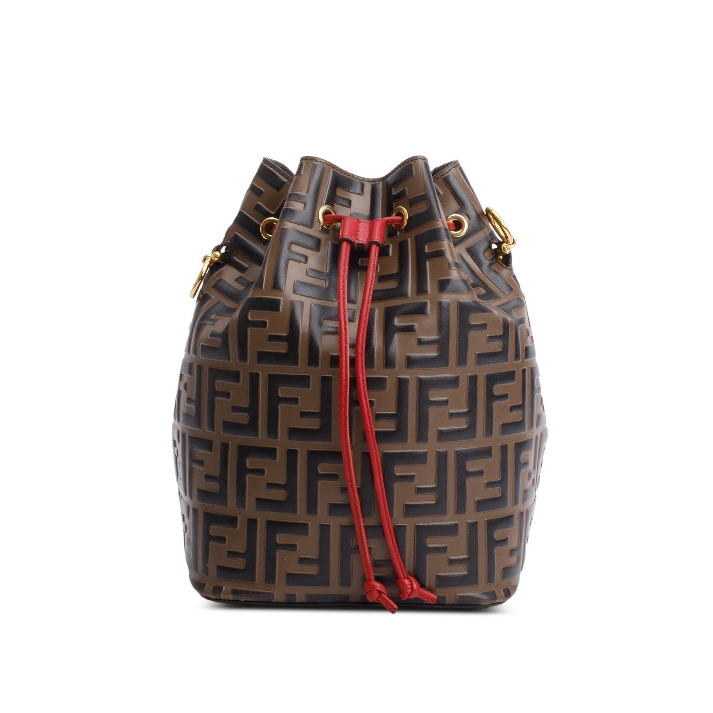 Fendi Brown Vitello Liberty FF 1974 Embossed Small Mon Tresor Bucket Bag