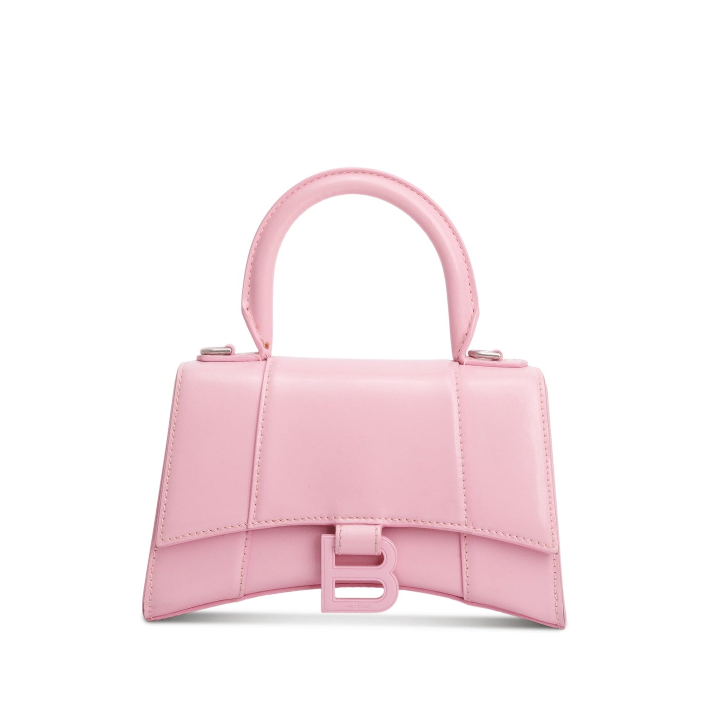 Balenciaga Pink Shiny Box Calfskin Leather XS Hourglass Top Handle Bag