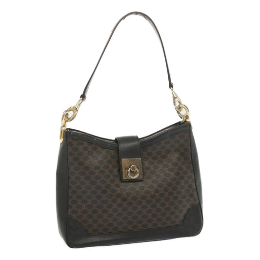 Luxury CELINE Macadam Canvas Shoulder Bag PVC Black 68449