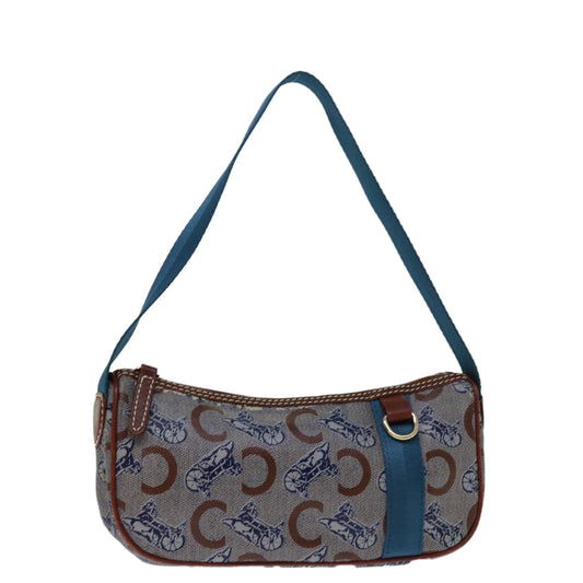 Luxury CELINE C Macadam Canvas Shoulder Bag Blue 68504