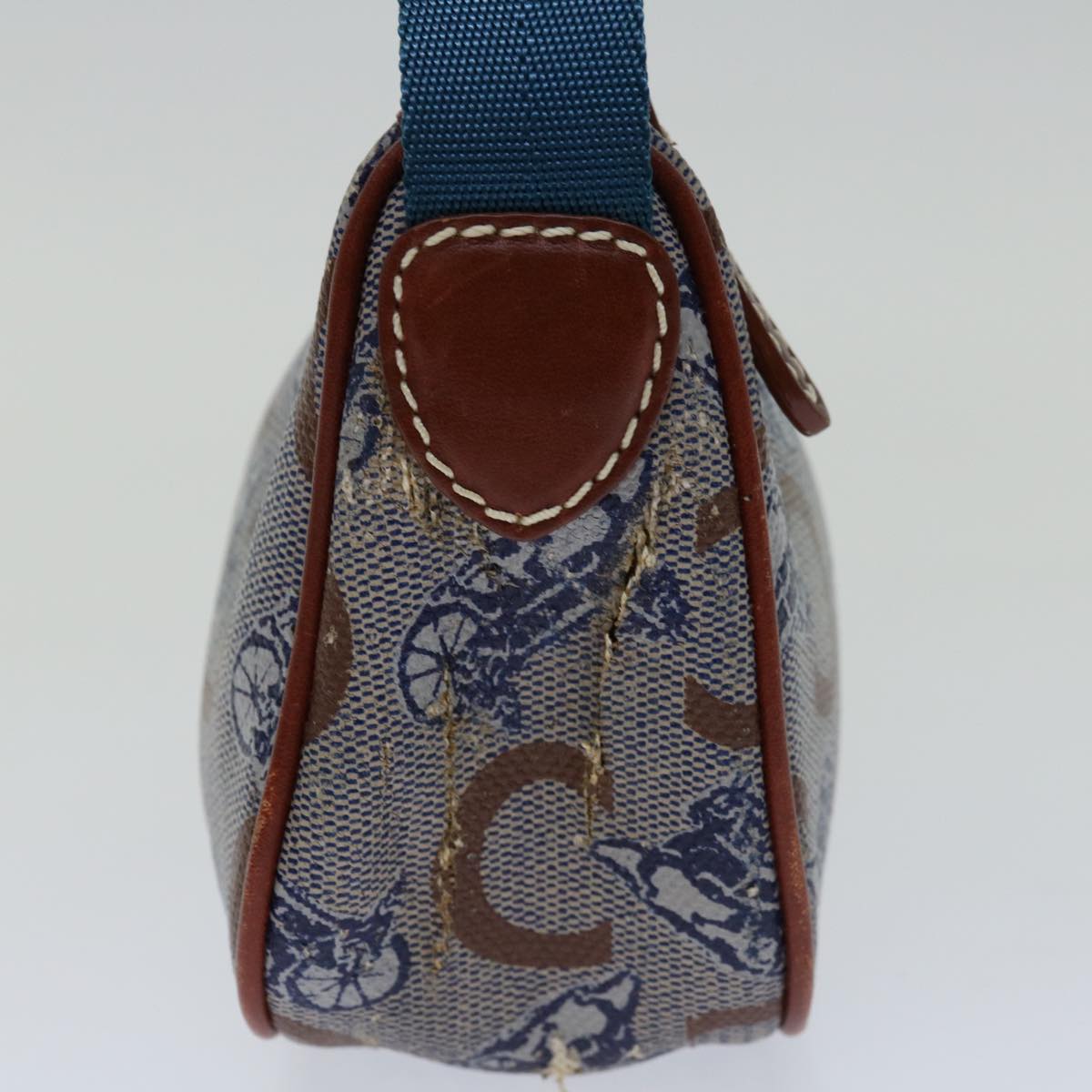 Luxury CELINE C Macadam Canvas Shoulder Bag Blue 68504