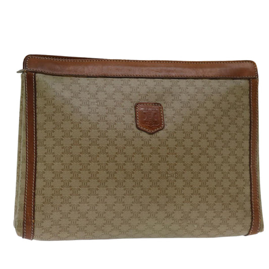 Luxury CELINE Macadam Canvas Clutch Bag Beige 68510