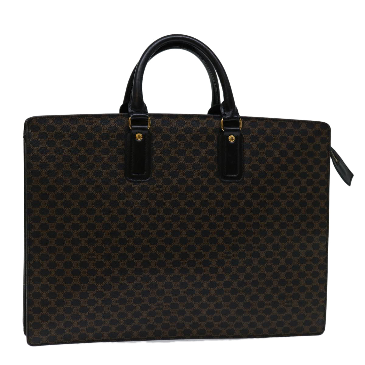 Luxury CELINE Macadam Canvas Tote Bag PVC Leather Black 68685