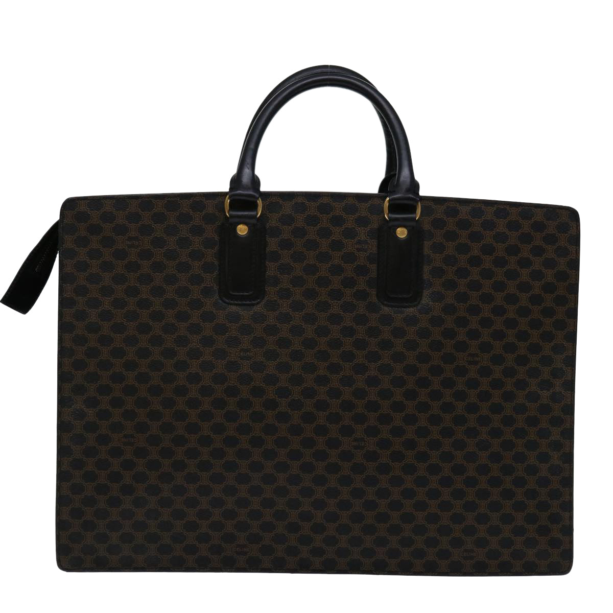 Luxury CELINE Macadam Canvas Tote Bag PVC Leather Black 68685