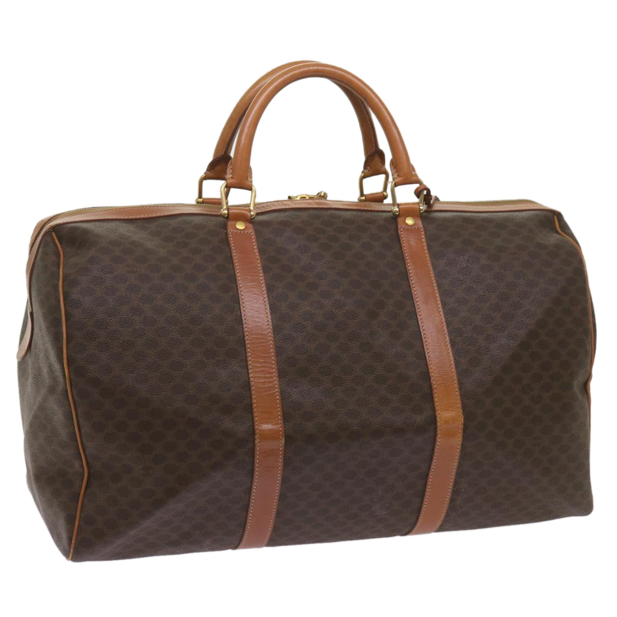 Luxury CELINE Macadam Canvas Boston Bag PVC Brown 68690