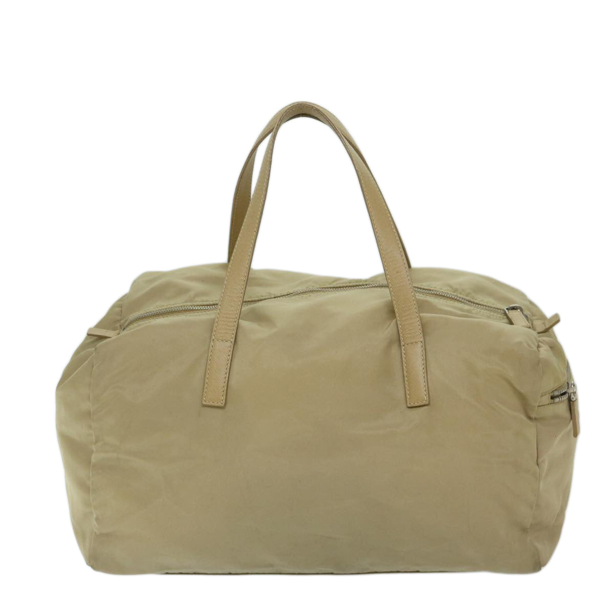 PRADA Hand Bag Nylon Beige Auth 68875