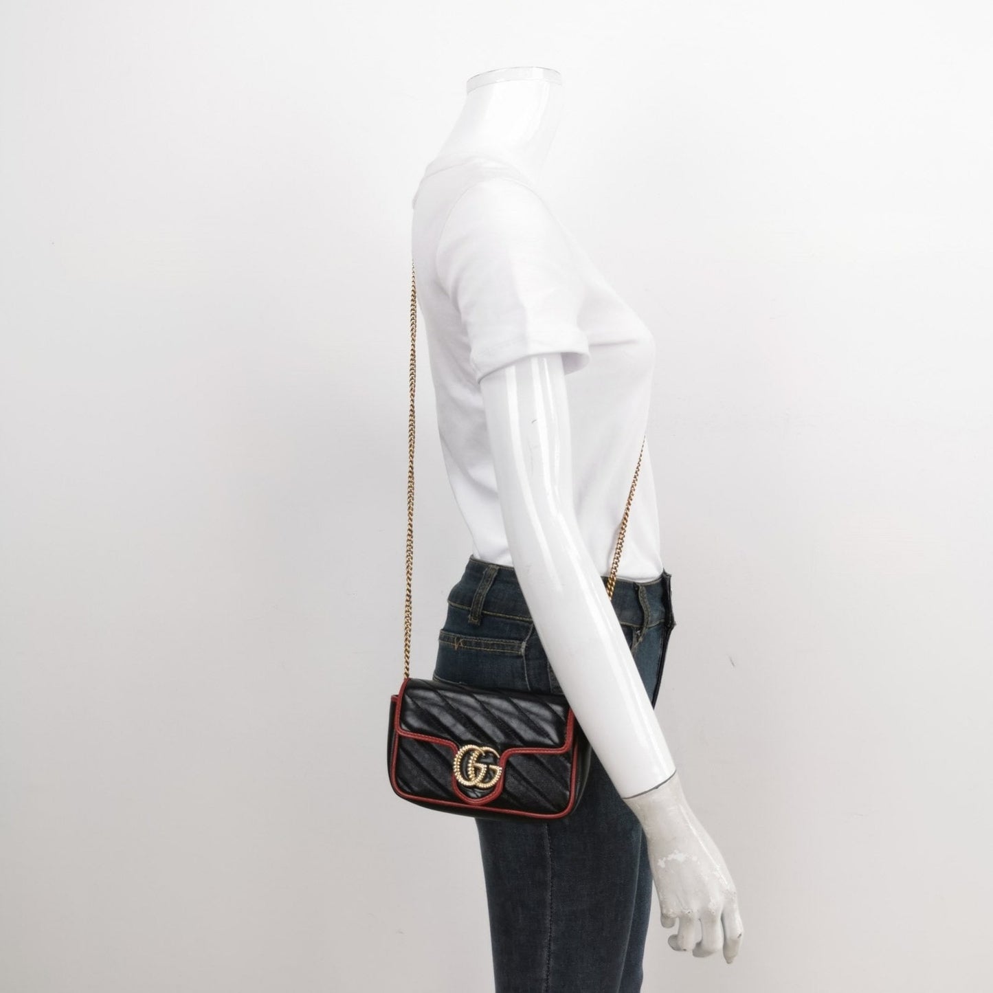 Gucci Marmont Super Mini Flap Leather Bag Black Leather