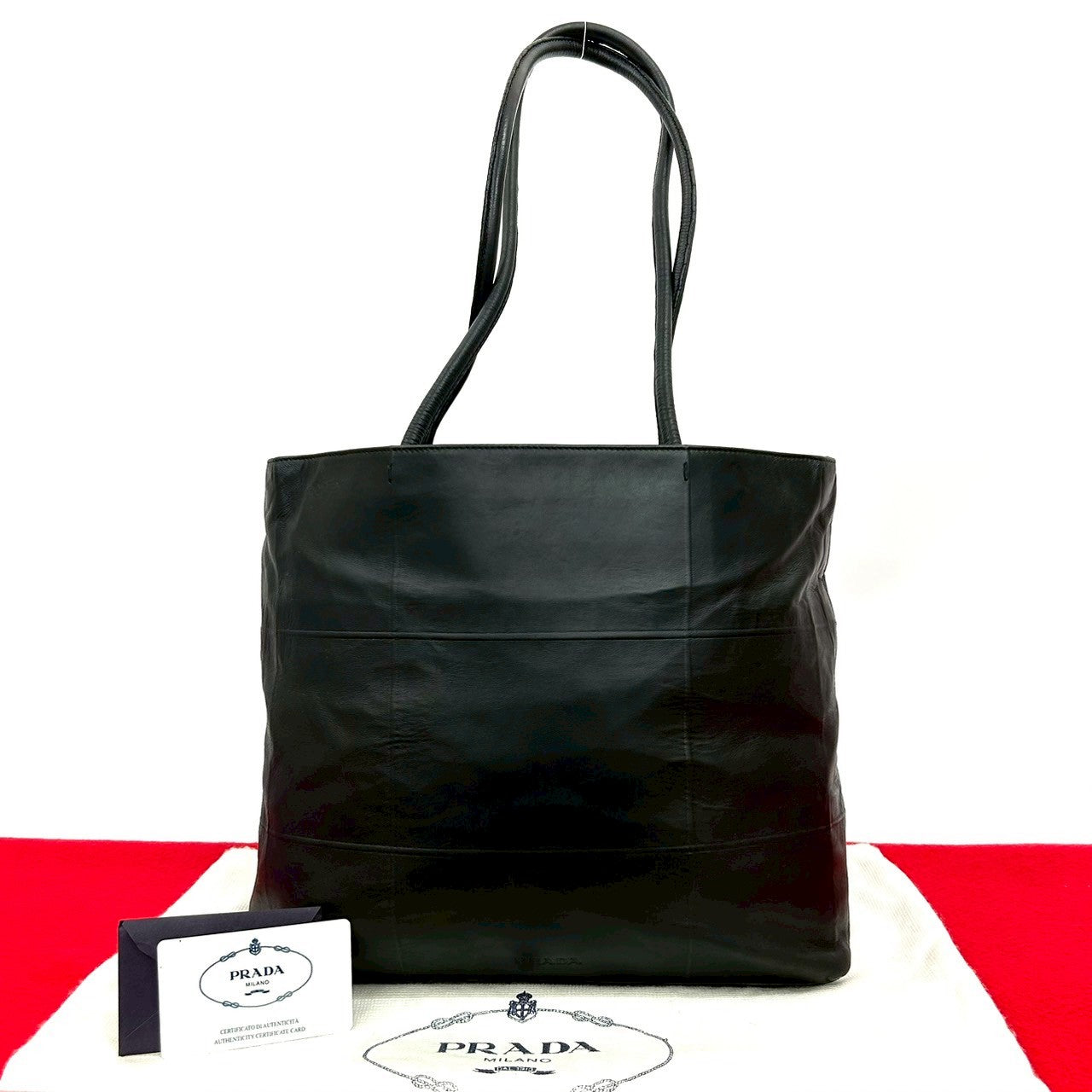 PRADA Tote Bag leather black