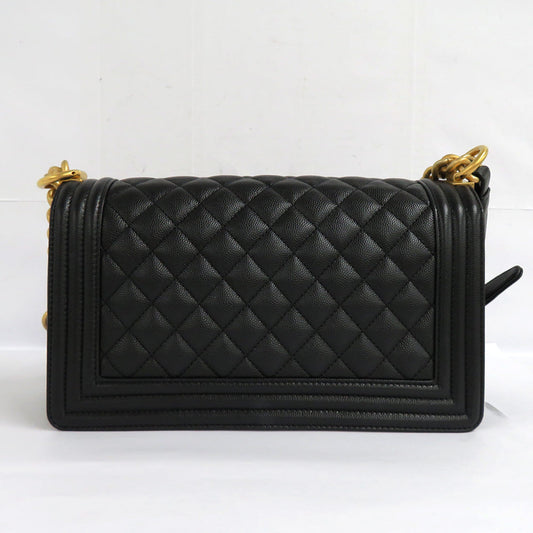 CHANEL CHANEL BOY CHANEL 25 Handbag A67086 Matrasse Chain Shoulder Bag Black G Caviar S