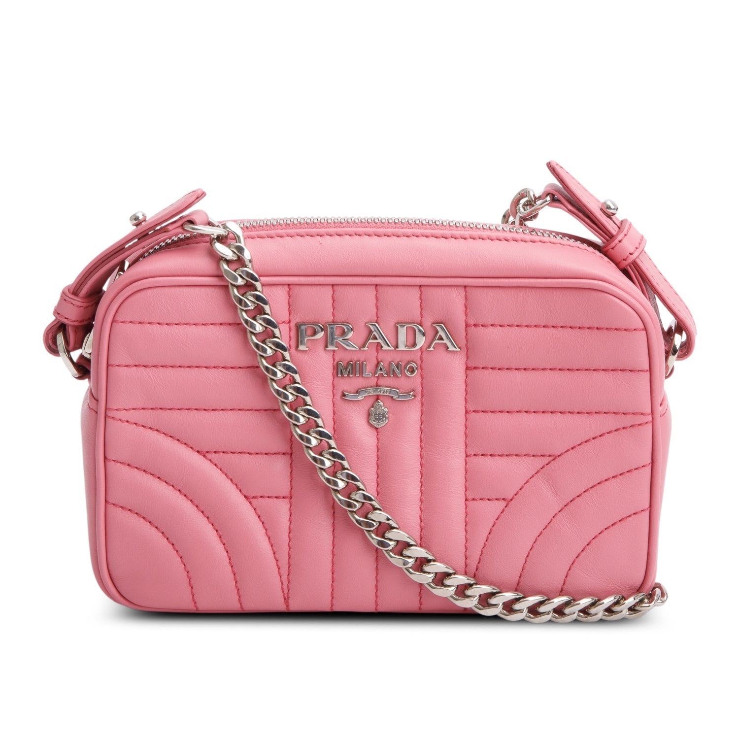 Prada Pink Soft Calfskin Diagramme Camera Bag