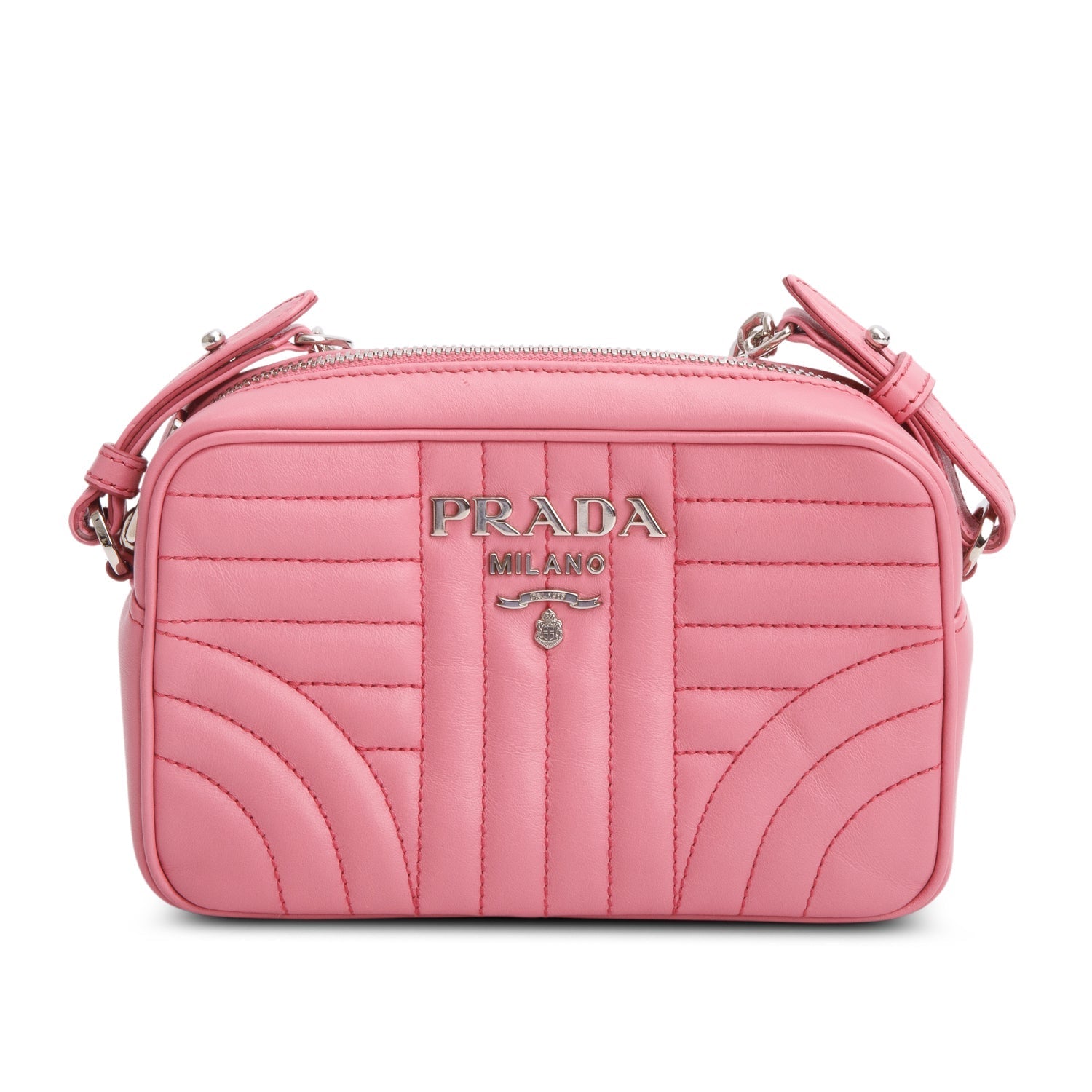 Prada Pink Soft Calfskin Diagramme Camera Bag